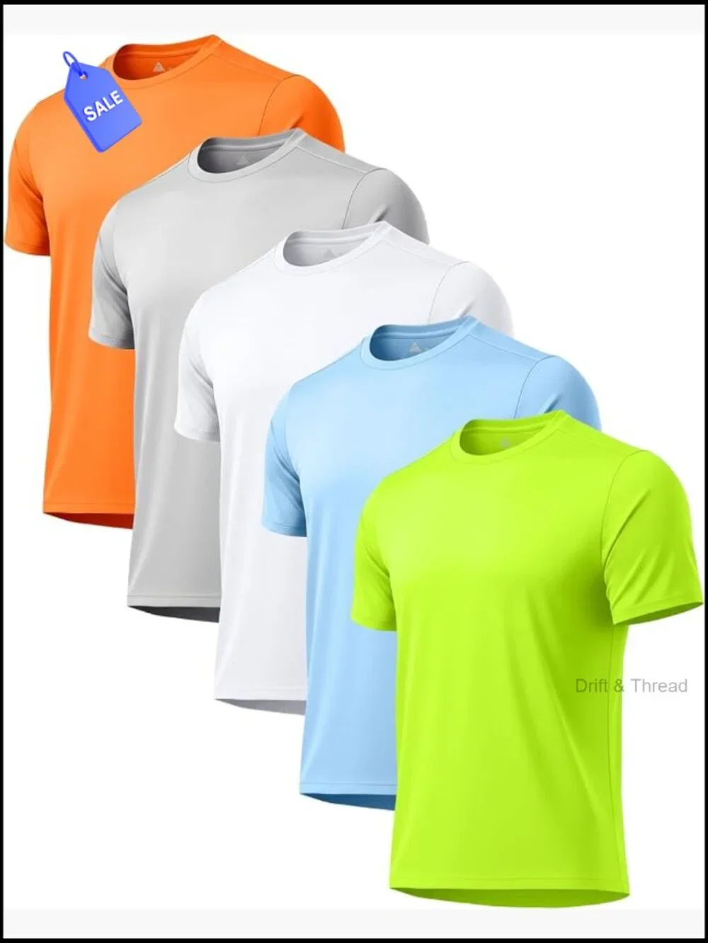 UPF 50+ Sun Protection T-Shirts 5 Pack Fast Dry Rash Guard Workout Running